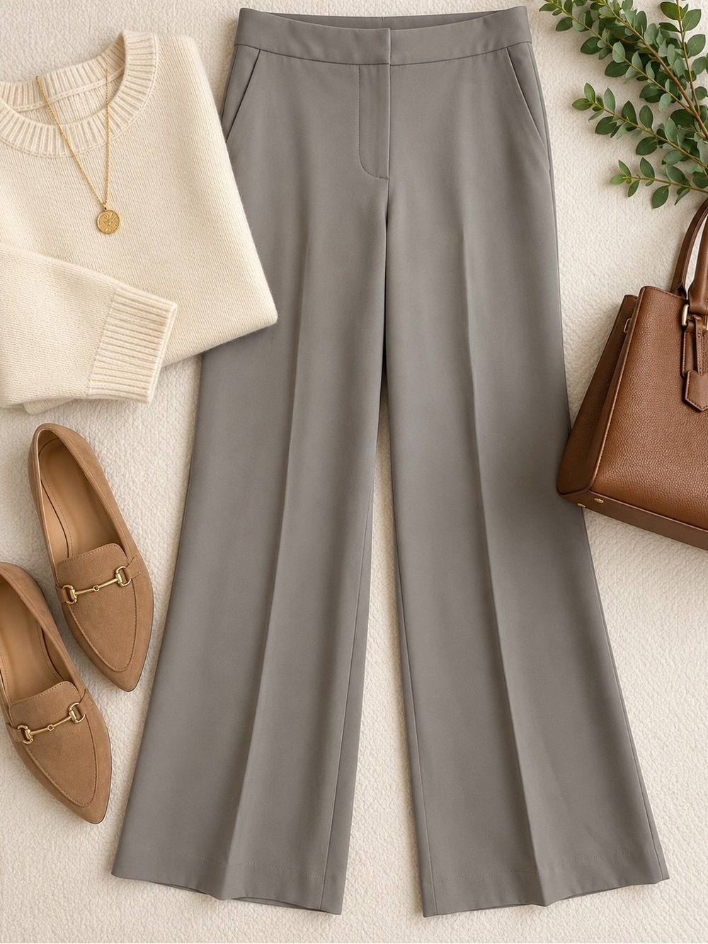 Quince Wide-Leg Pants in Taupe Gray